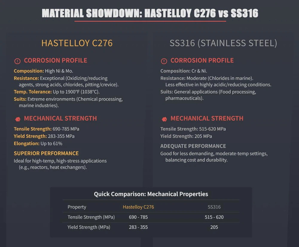 What is the difference between C276 and 316? What is the difference between C276 and 316?